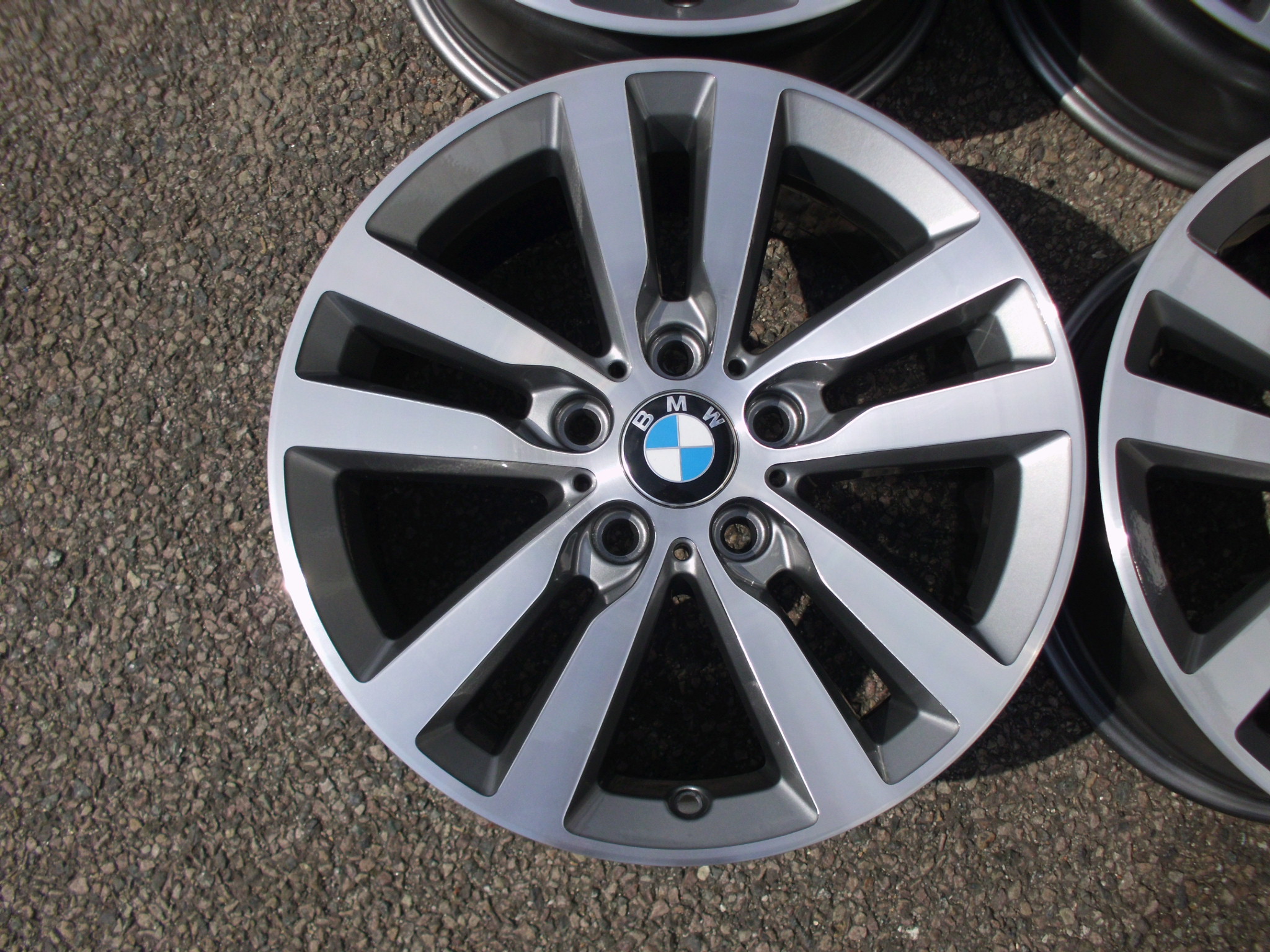 USED 17" GENUINE BMW STYLE 655 DOUBLE SPOKE ALLOY WHEELS, FULLY REFURBISHED, IN GUNMETAL WITH POLISHED FACE